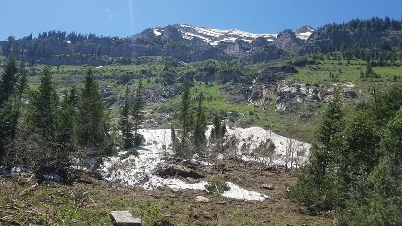 Lots of waterfalls and a few patches of snow still there in Mid-June.