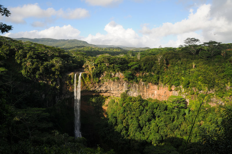 Chamarel Falls from the upper viewpoint on a perfect day