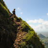 Enjoying the incredible views along the final ascent to Le Pouce