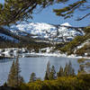 Lower Echo Lake through the trees on the Tahoe Rim Trail