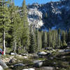 Hiking in with a great backdrop.