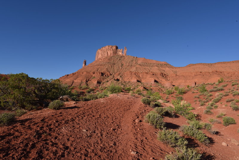 Sylevster Trail with the Preacher and Nuns formation in the distance