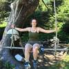 Sitting on a swing at the campsites at Petroleum Creak.