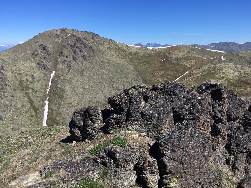 A view of Roundtop Mountain from the start of the hike on Blacktail Rocks.