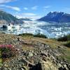 A view of Lake George and Colony Glacier while on top of the moraine.