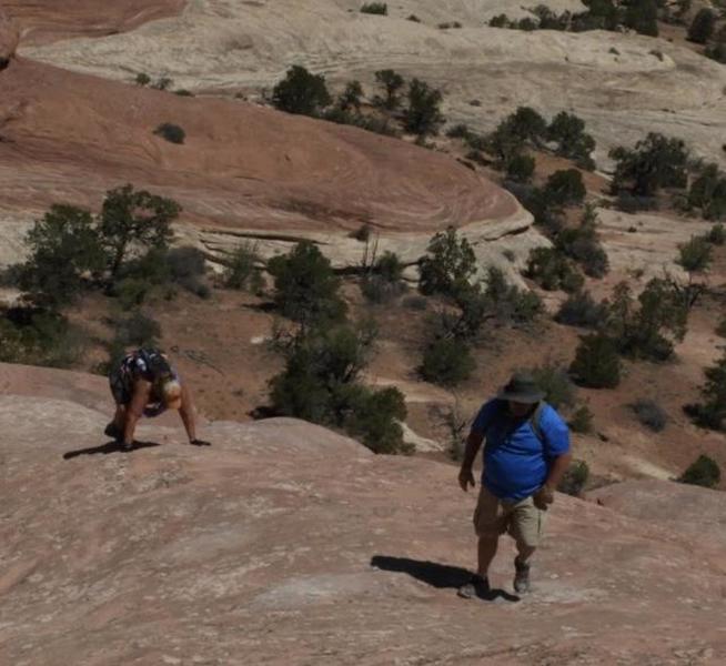 Up over the saddle at the halfway point from Big Spring Canyon in to Squaw Canyon.