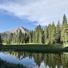 A morning view of the reflection pond, thankfully the trail over the years has diverted to this spot.