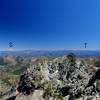 Mount Shasta (S) and the Trinity Alps (T) from atop Preston