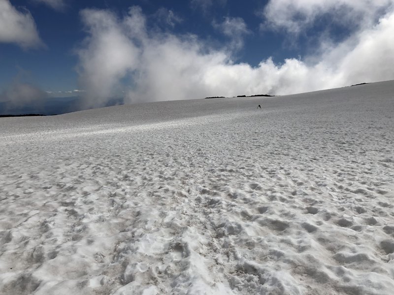 Crossing the snowfield