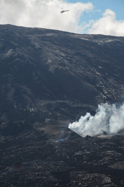 The tour helicopters get pretty close to the eruptions. This hiker was a little jealous.