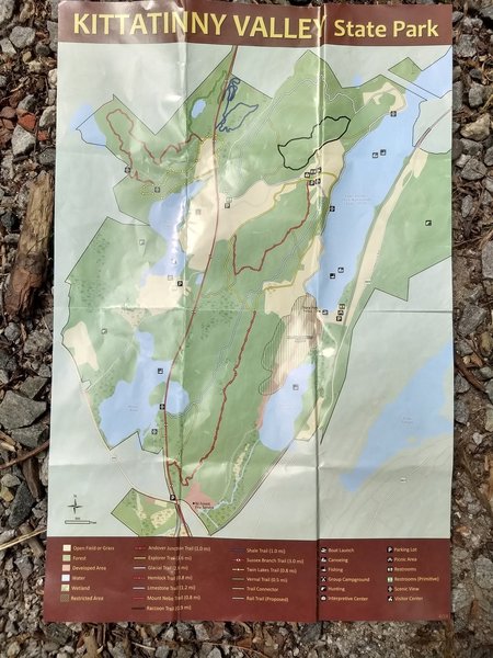 This is an official trail map of Kittatinny Valley State Park