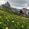 Taking in the spectacular scenery from near the Seceda summit.