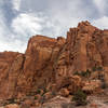 The towering canyon walls along Chimney Rock Canyon