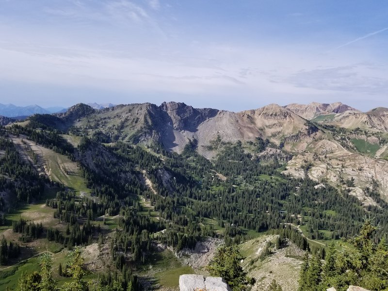 View from top of Mount Wolverine with Devil's Castle in the distance.