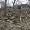 Looking back at the tunnel you can see the stairs are steep but have a railing