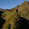 The Narrow ridge on Sentier Scout offers amazing views. Piton des Neiges is to the left.