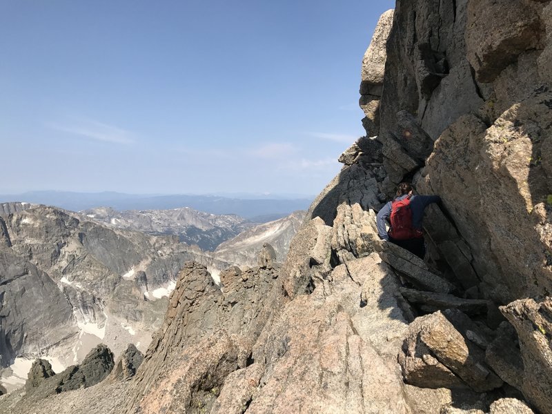 The narrows of Longs Peak with visible exposure.