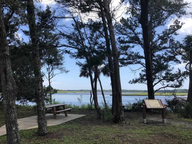 picnic area next to fishing spot