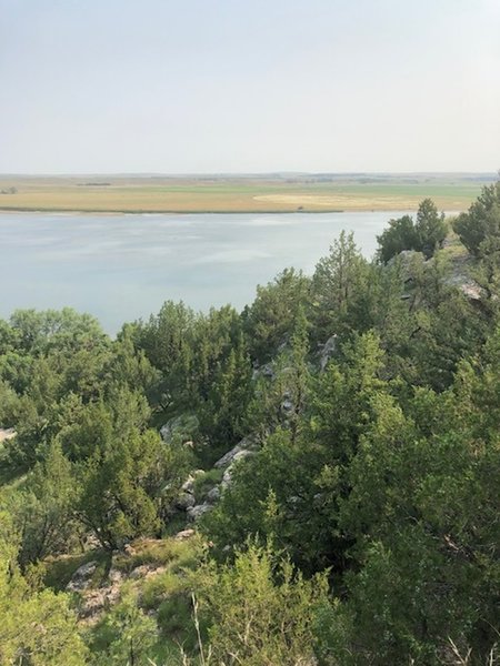 Elevation changes at the beginning of the trail looking out to Ogallala Lake.