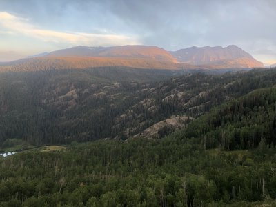 Mountains in the distance above Lower Cataract Lake