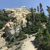 Looking back towards the summit of Mt. Aeneas make mom and kid mountain goats