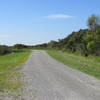 Start of West Dike Trail at the right hand side of the fork