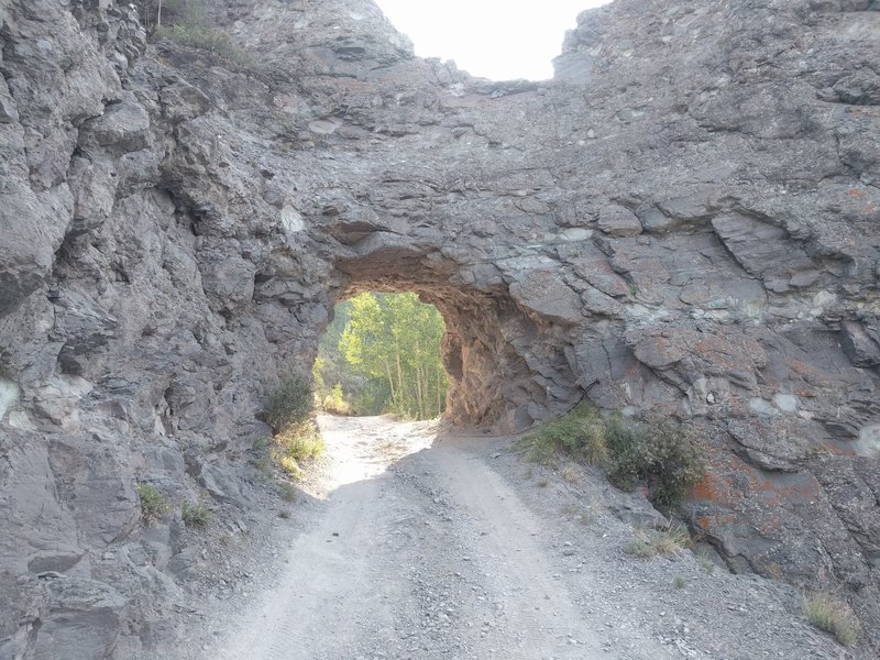 Rock tunnel on the road between Imogene Pass and Telluride