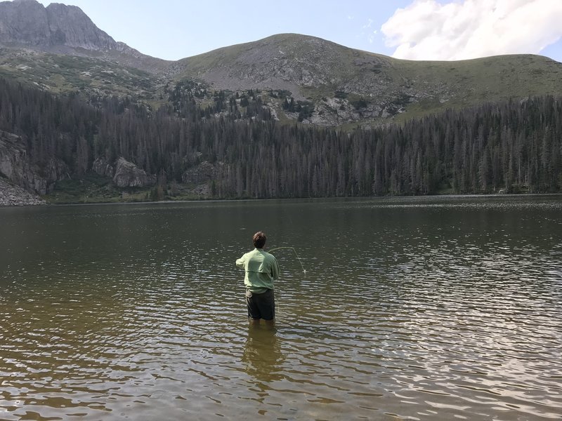 Fly fishing in Lower Sand Creek Lake.