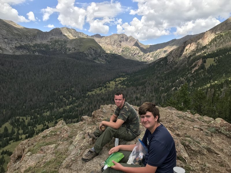 On top of Music Pass looking down on Sand Creek basin.