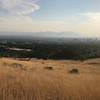 A view into downtown Salt Lake from the Bonneville Shoreline Trail, with some bad wildfire smoke in the background