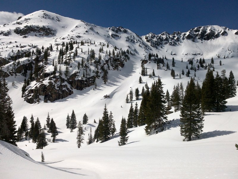 Pt 12165’ and moraine of Booth Lake