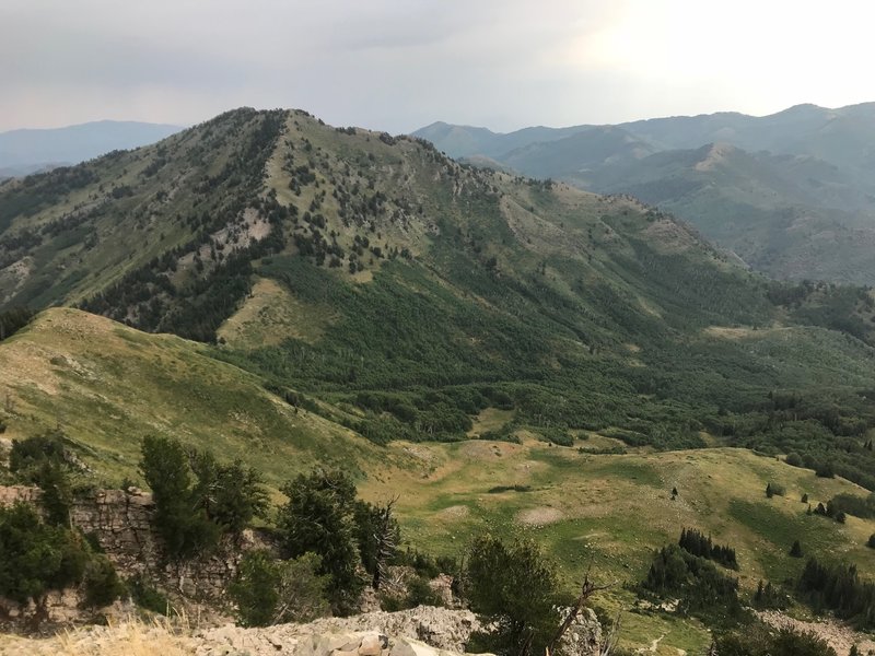 A view into Mill A Basin, with Gobbler's Knob on the left, from Mount Raymond