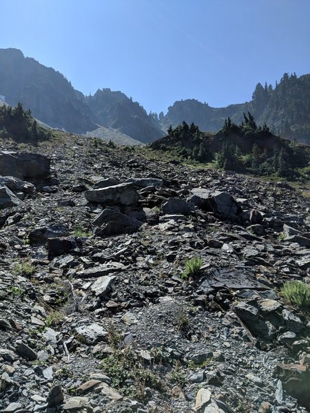 Looking up at Rangers Pass from North