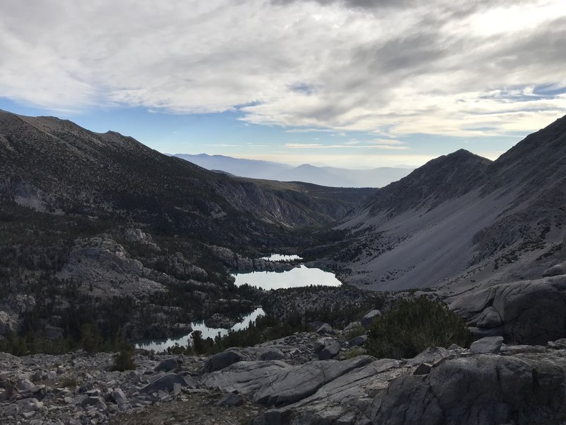 View of 1st, 2nd, and 3rd lakes from just below Palisade glacier