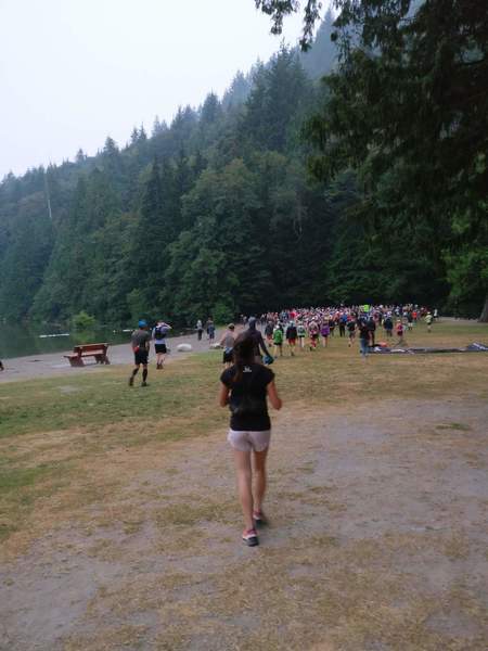 Start line of 50 km race in Alice Lake