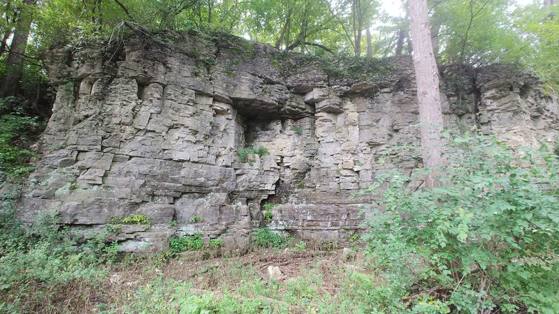 A stone wall along the Winnebago River