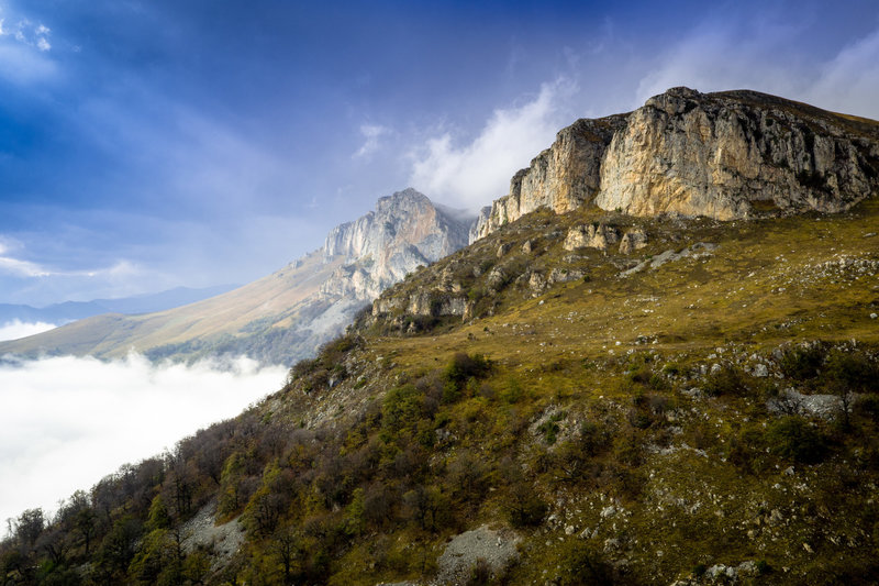 Dramatic limestone cliffs above the village of Hovk at the northeast end of Dilijan National Park.