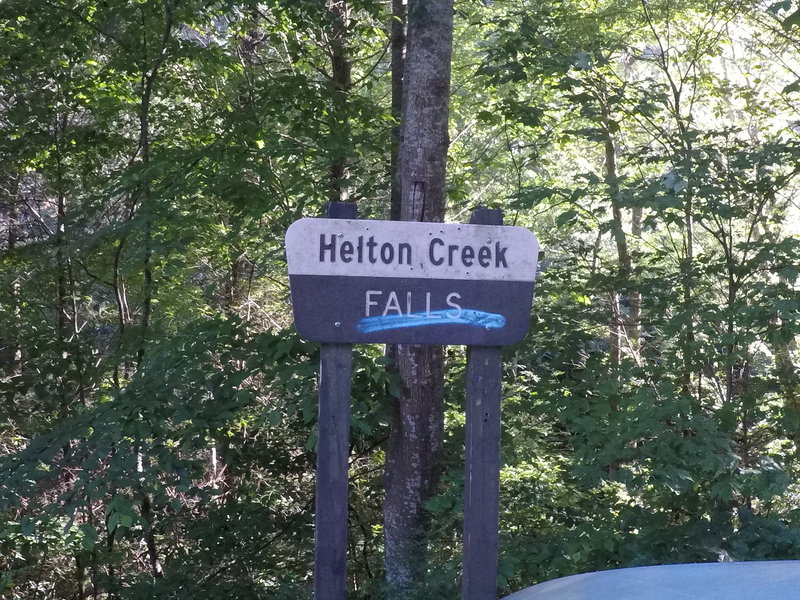 The sign for the falls,