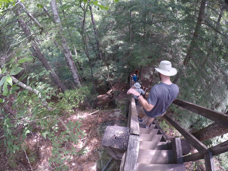 The flight of stairs that takes you from the top of the North Arch to its base.