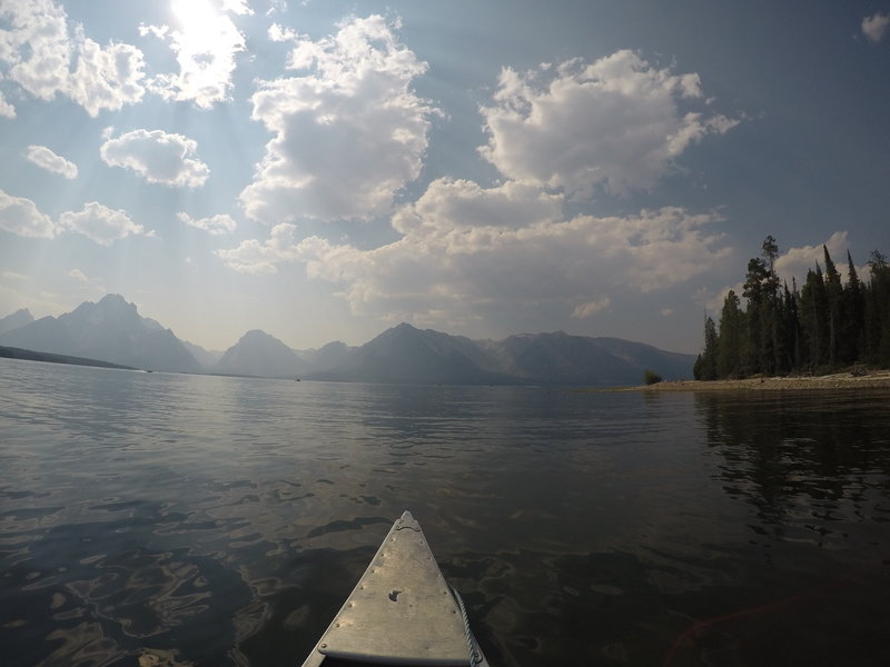 The Grand Tetons as seen from the lake.