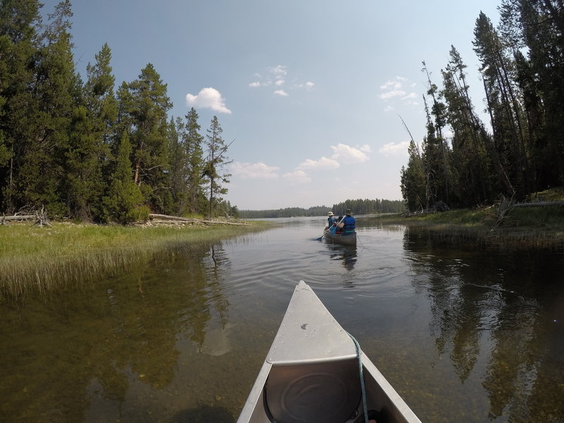 Canoeing into Half Moon Bay.