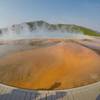 Turquoise steam rising off of the Grand Prismatic.