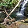 Hikers swimming in the lower falls.