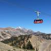 On the final ridge with tram and The Grand Teton in background.