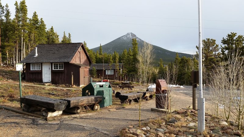 Longs Peak Trailhead with Estes Cone in the background