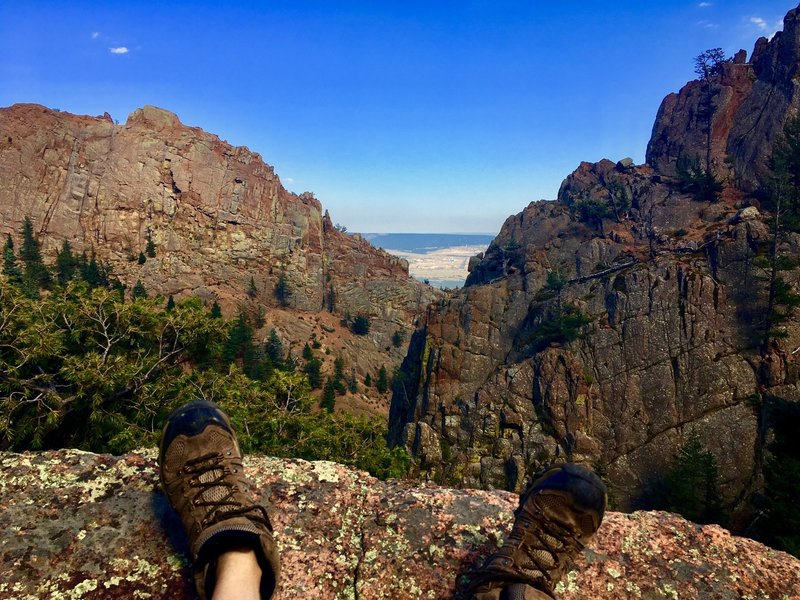 Looking out over the rock walls