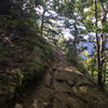 The trail is steep, rocky and tricky.