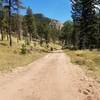 The trail widens to a road for a bit when you turn onto the Staunton Ranch Trail from the Border Line Trail