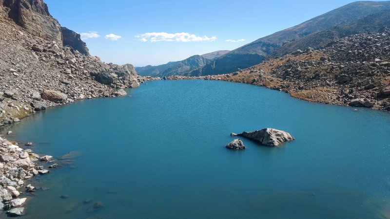 Andrews Tarn, looking east from above the lake, north side of glacier.