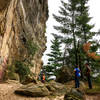 The trail along the base of the cliffs.